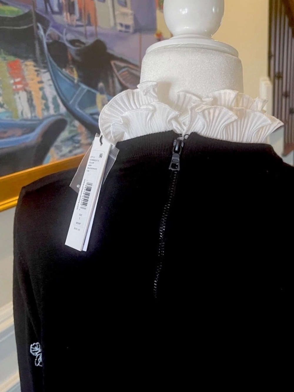 Alice + Olivia Carolann inspiring Embellished Sweater Ruffled Collar Sz S $595 - Picture 7 of 14